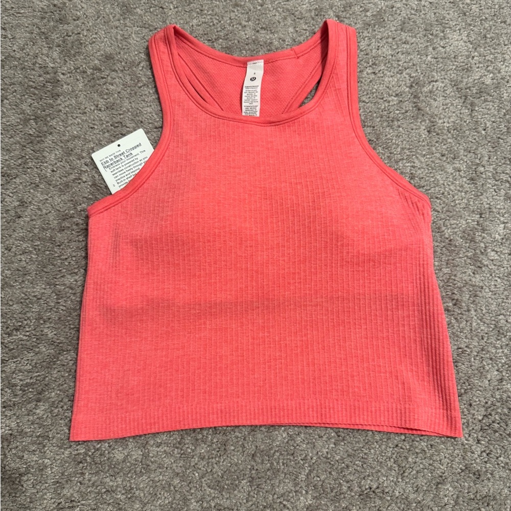 lululemon Ebb to Street Cropped Racerback Tank Top- Glaze Pink